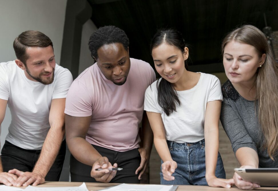 group friends planning together